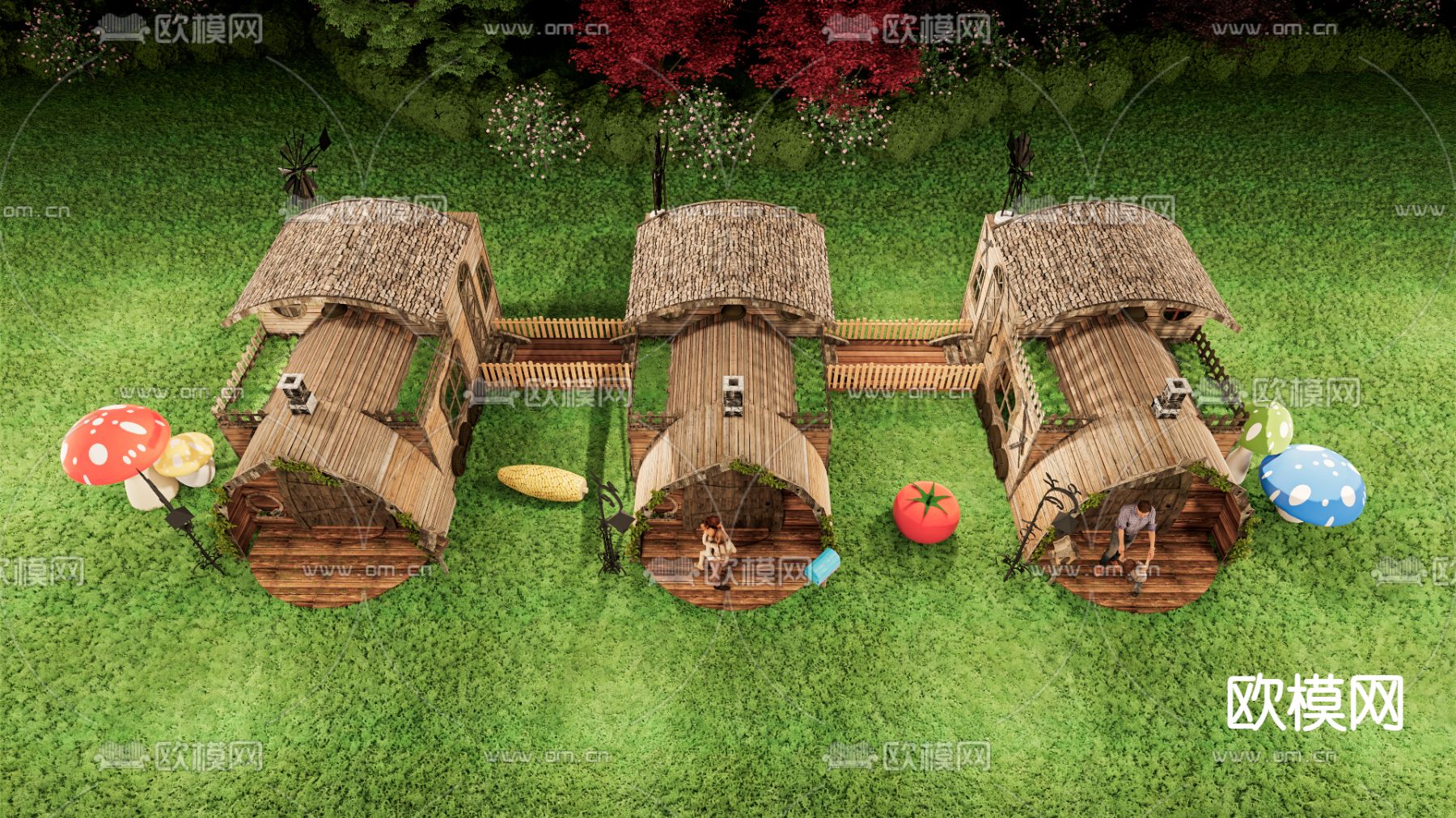 自然风民宿 外观su模型下载（渲染图2）