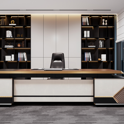  现代办公桌椅大班台su模型 