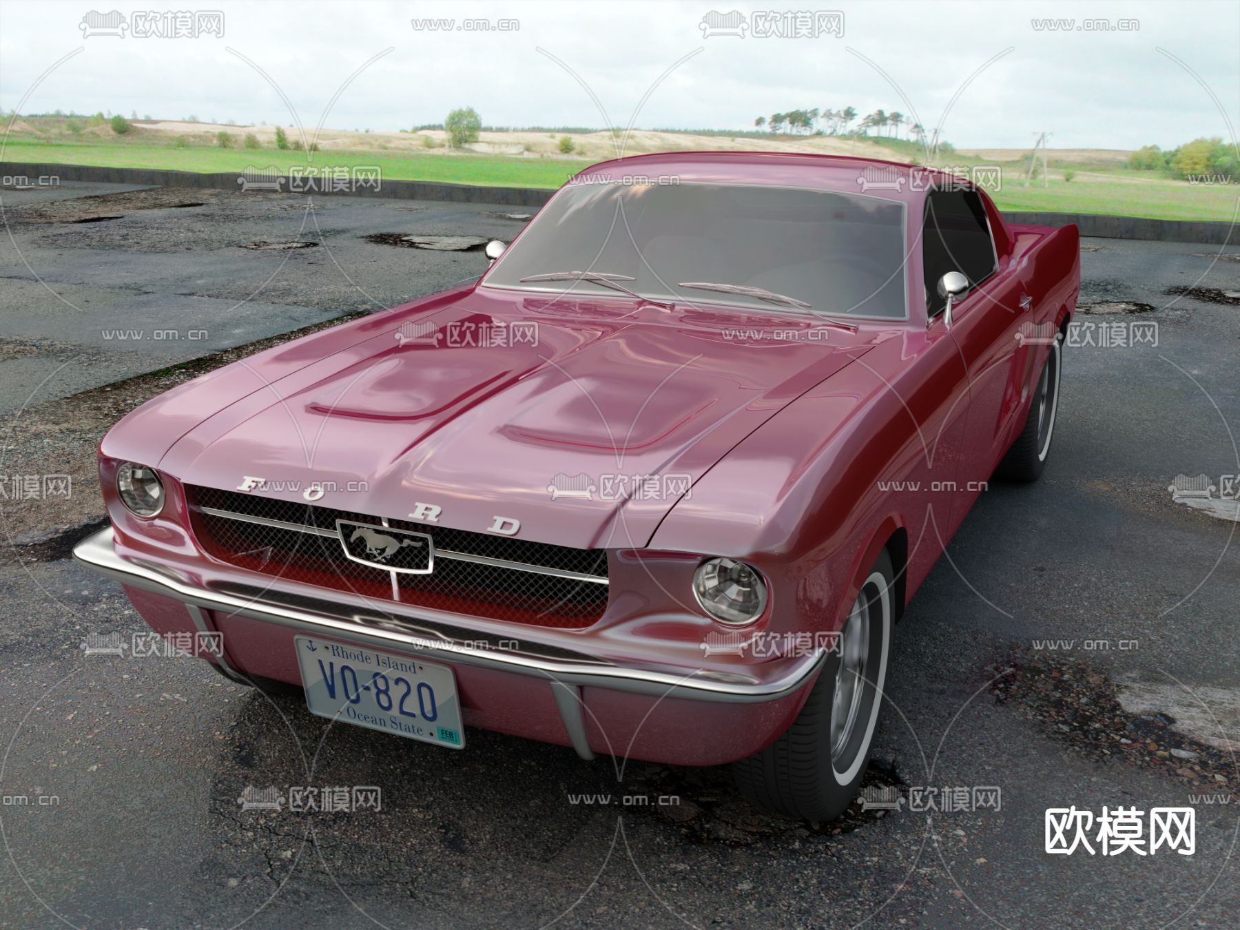 福特汽车 野马汽车3d模型下载（渲染图1）