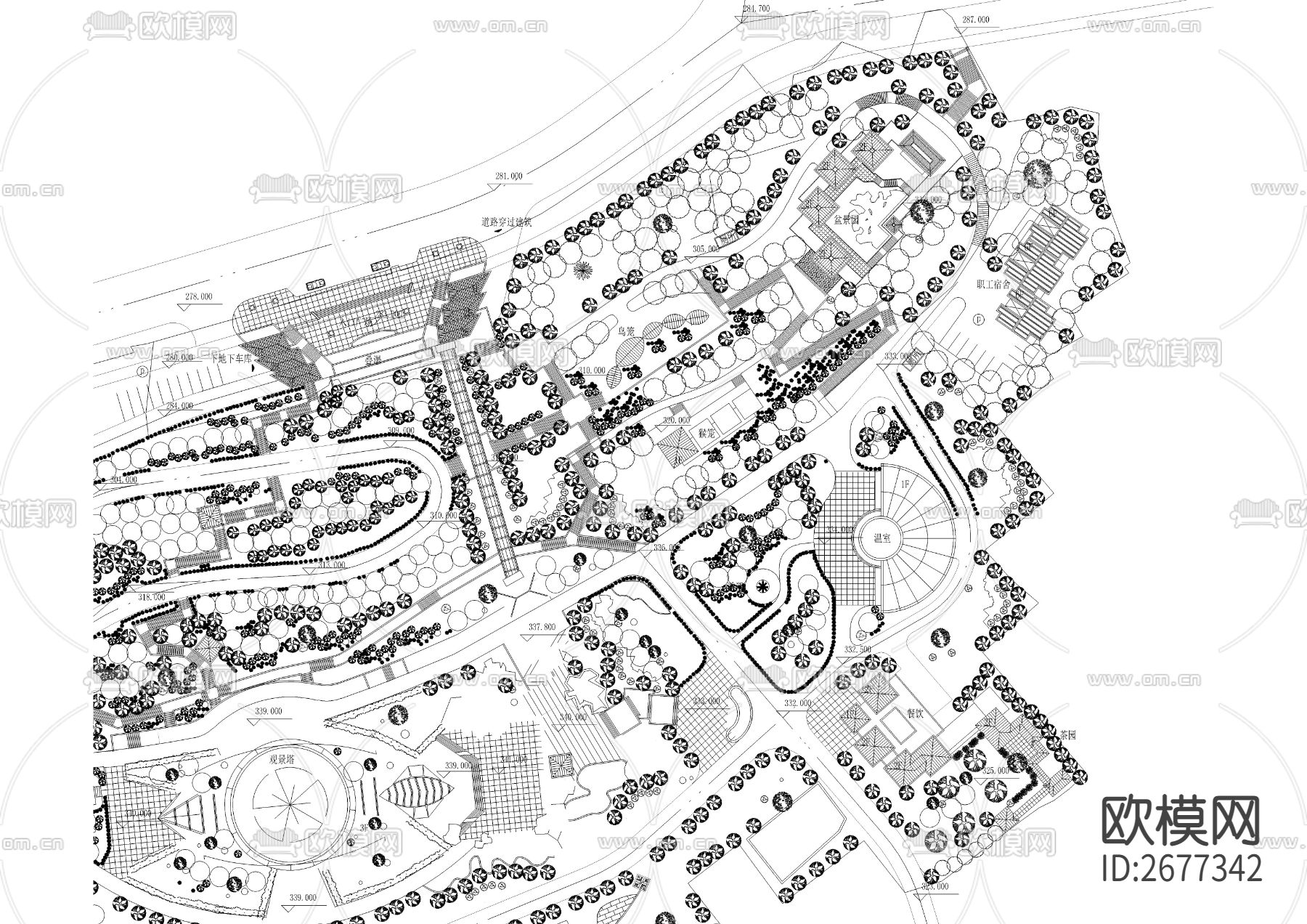 山体公园设计cad平面图下载（渲染图4）