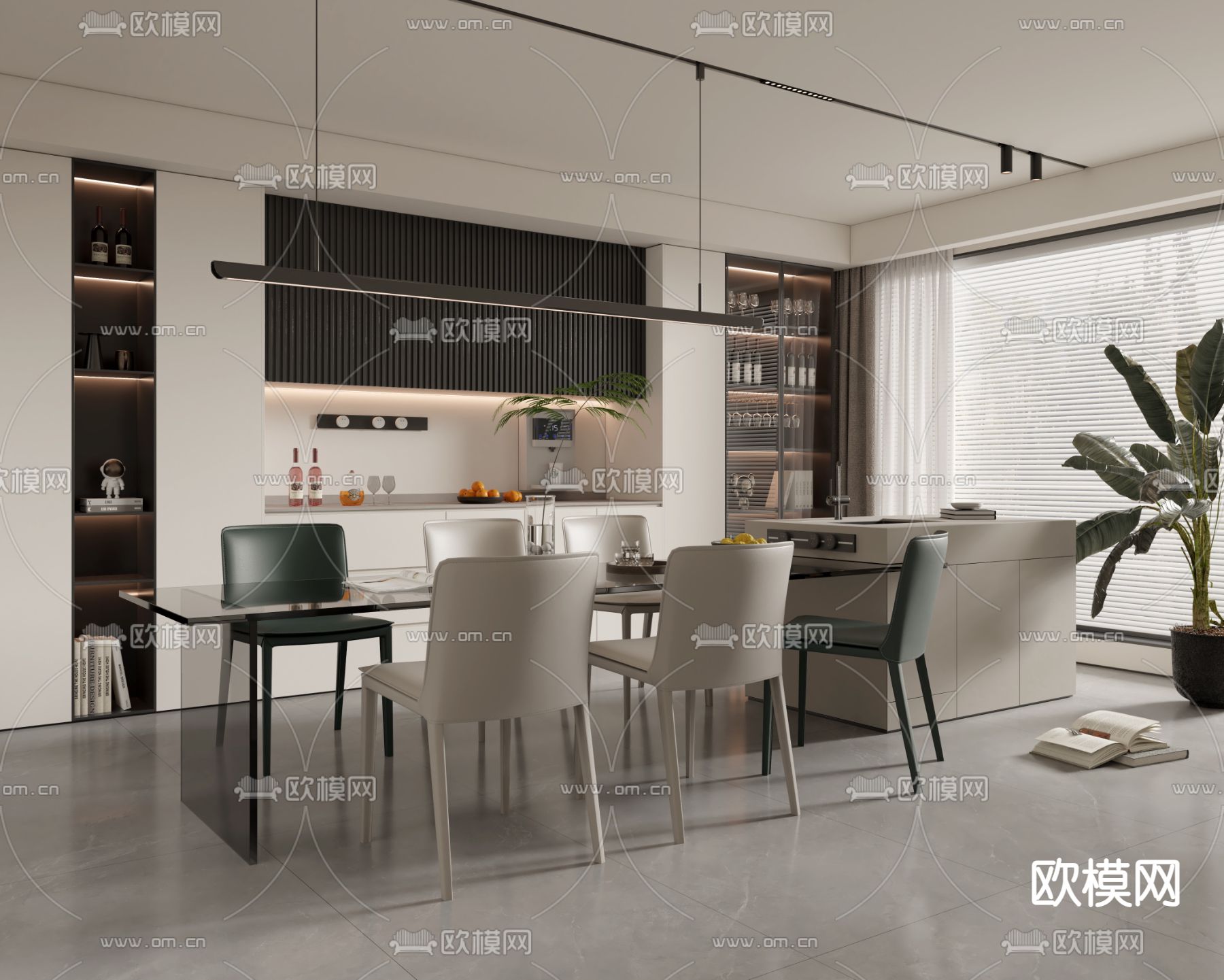 现代餐厅3d模型下载_ID14120390_3dmax免费模型-欧模网