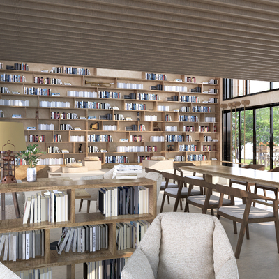  现代图书馆 书吧 书咖su模型 