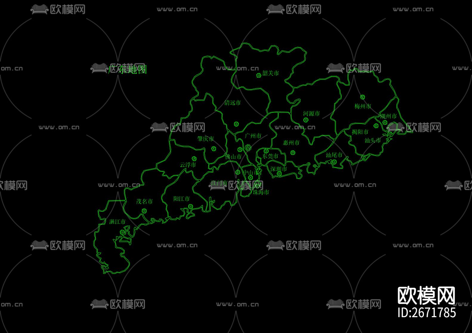 广东地图cad图块下载
