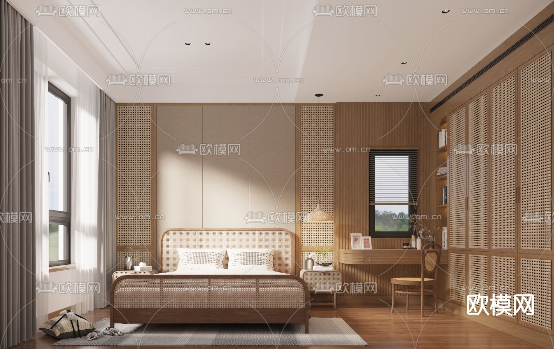 东南亚卧室 主人房3d模型下载