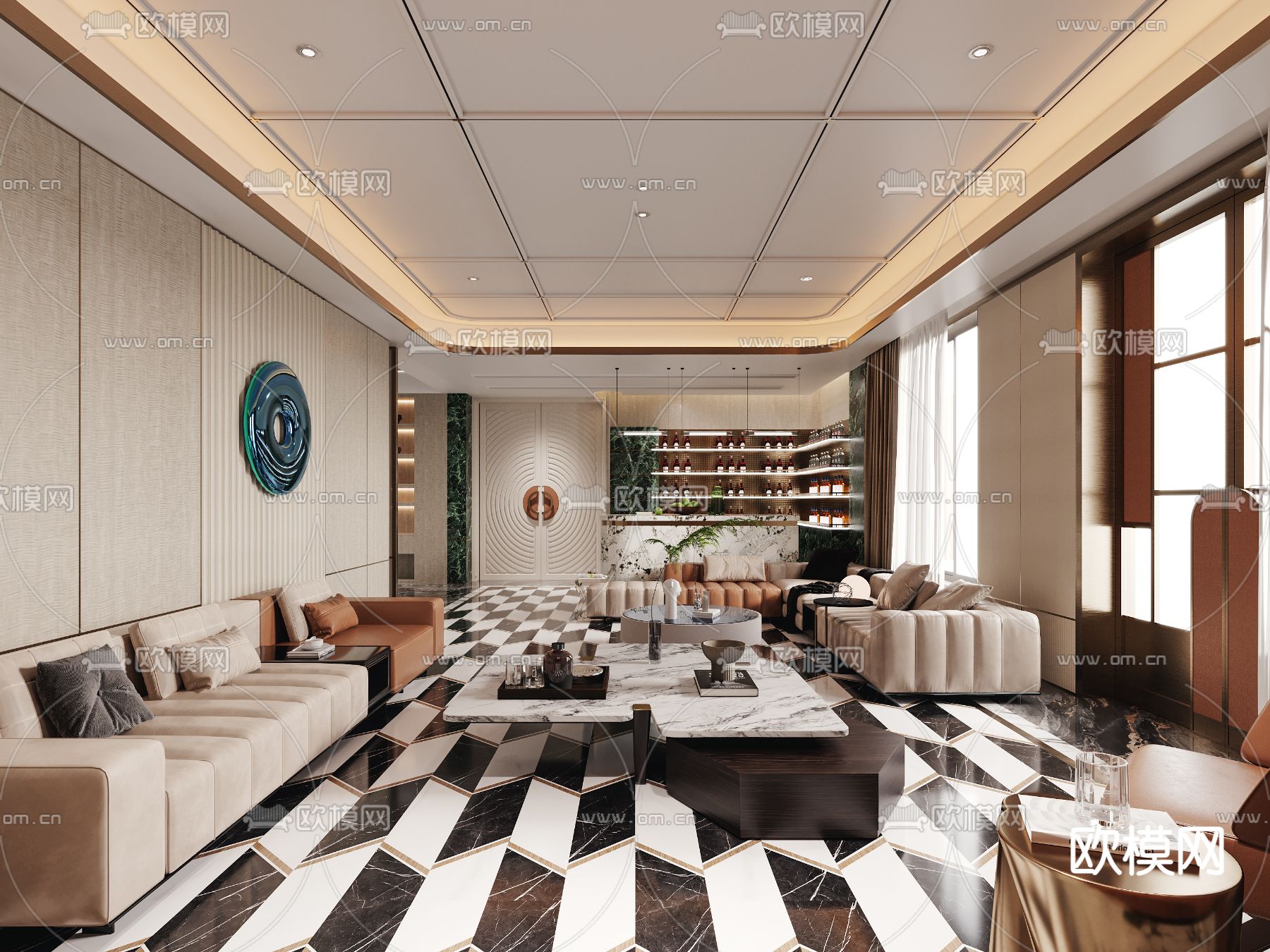 酒店接待室 会客室3d模型下载（渲染图1）