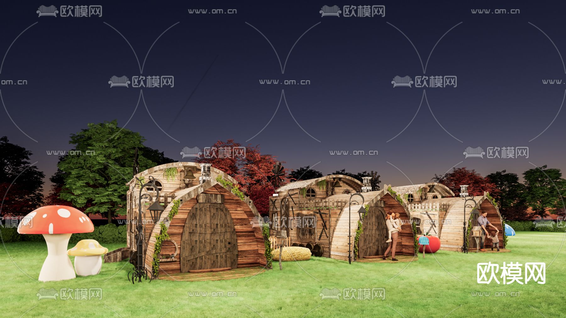 自然风民宿 外观su模型下载（渲染图1）