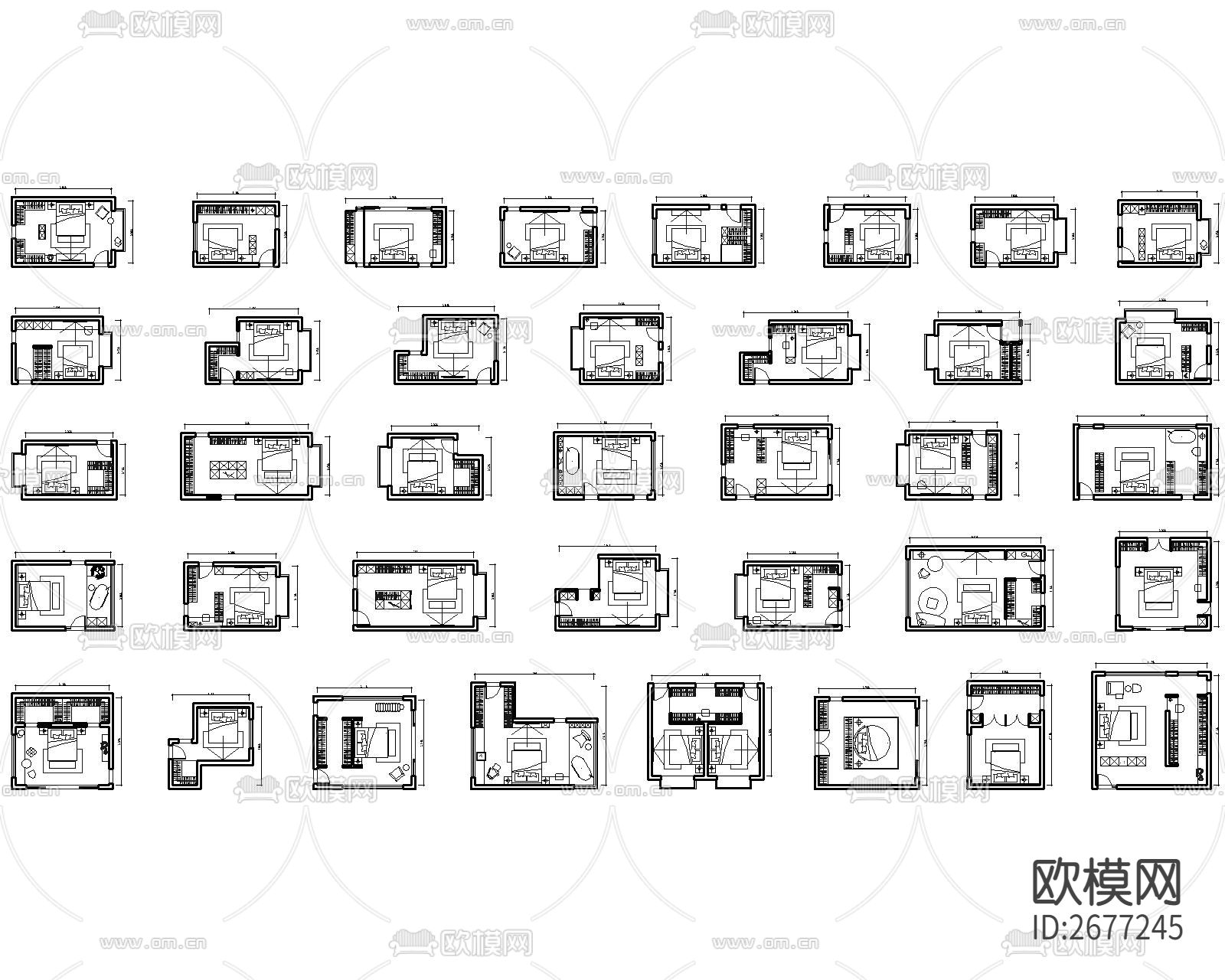 卧室cad平面图下载（渲染图1）