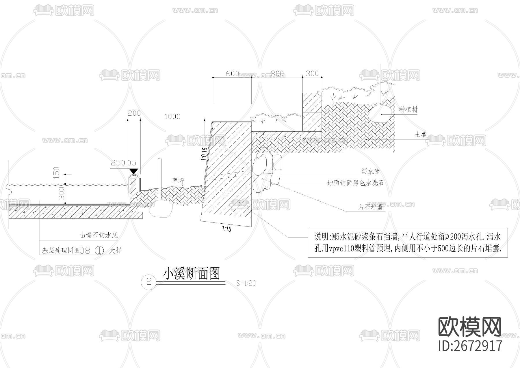 小溪叠水节点大样下载（渲染图5）