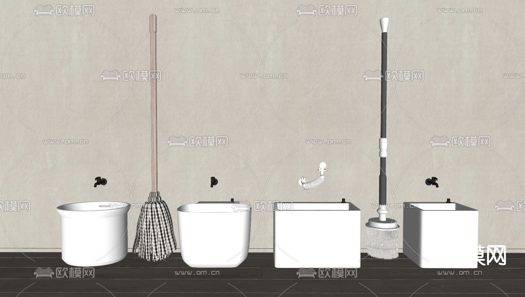 拖把 拖布槽 拖把池su模型下载（渲染图2）