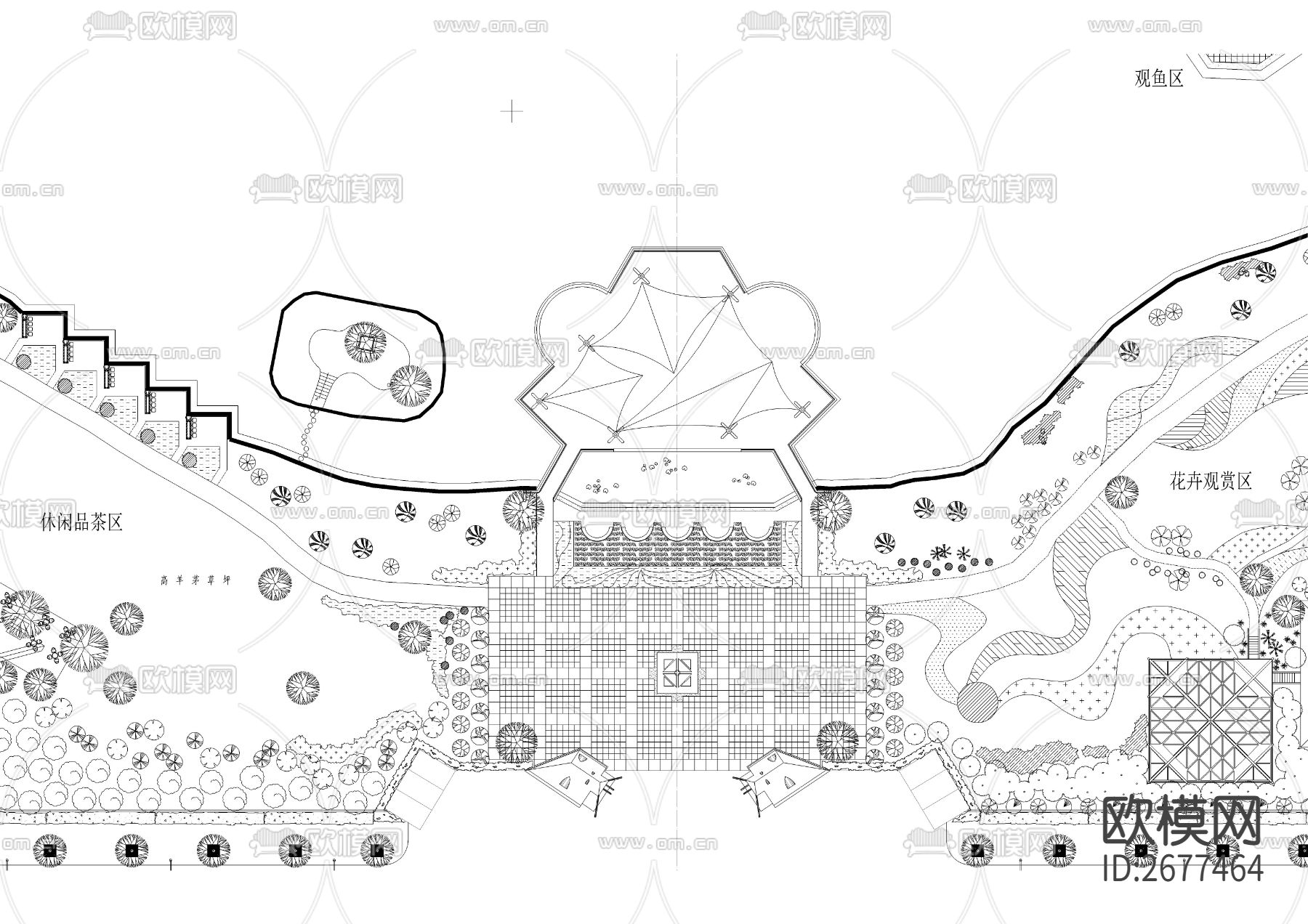 湖滨公园景观cad平面图下载（渲染图1）