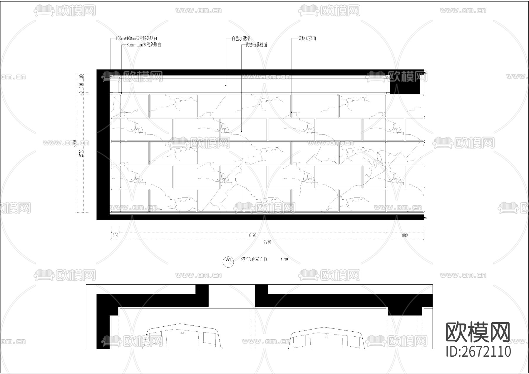 居住区车库cad平面图下载（渲染图4）