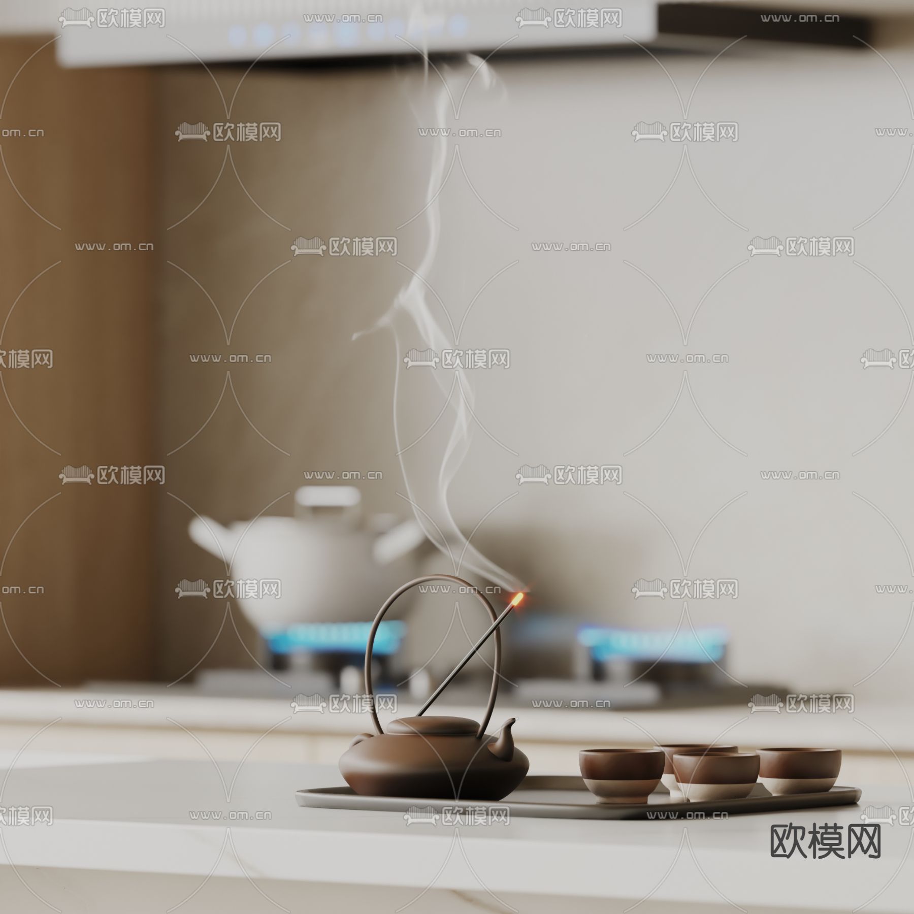 新中式茶具 茶壶 茶盘3d模型