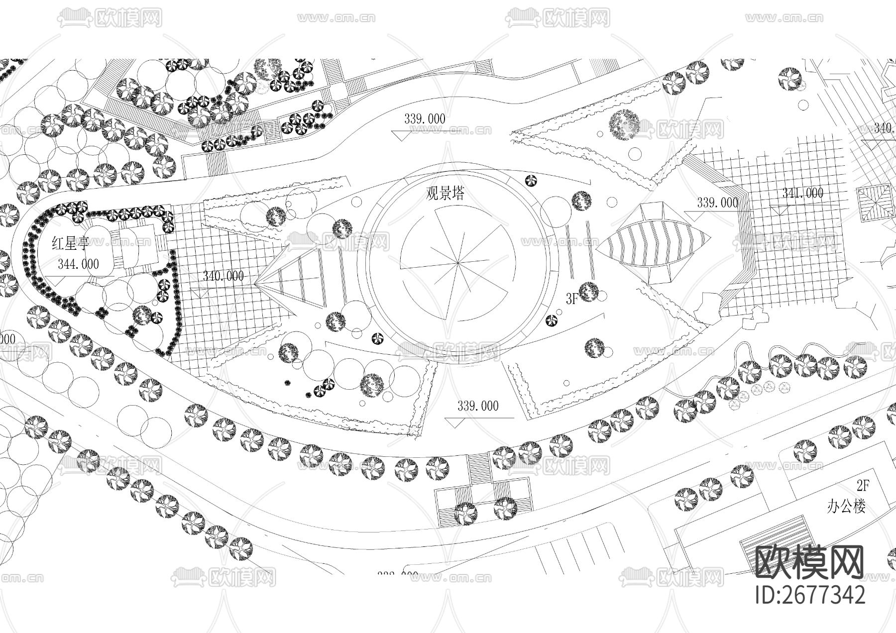 山体公园设计cad平面图下载（渲染图2）
