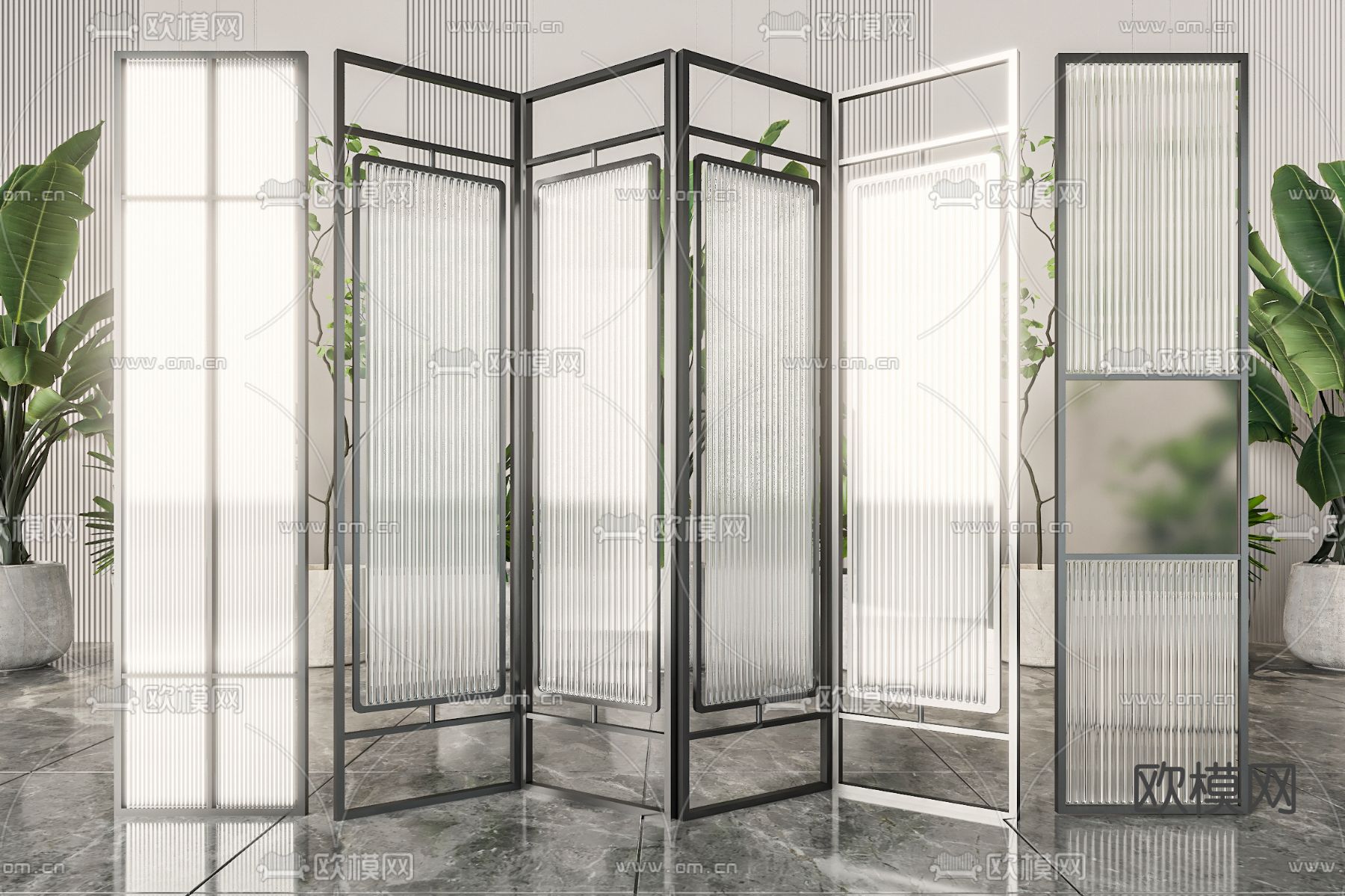 长虹玻璃屏风 隔断3d模型下载