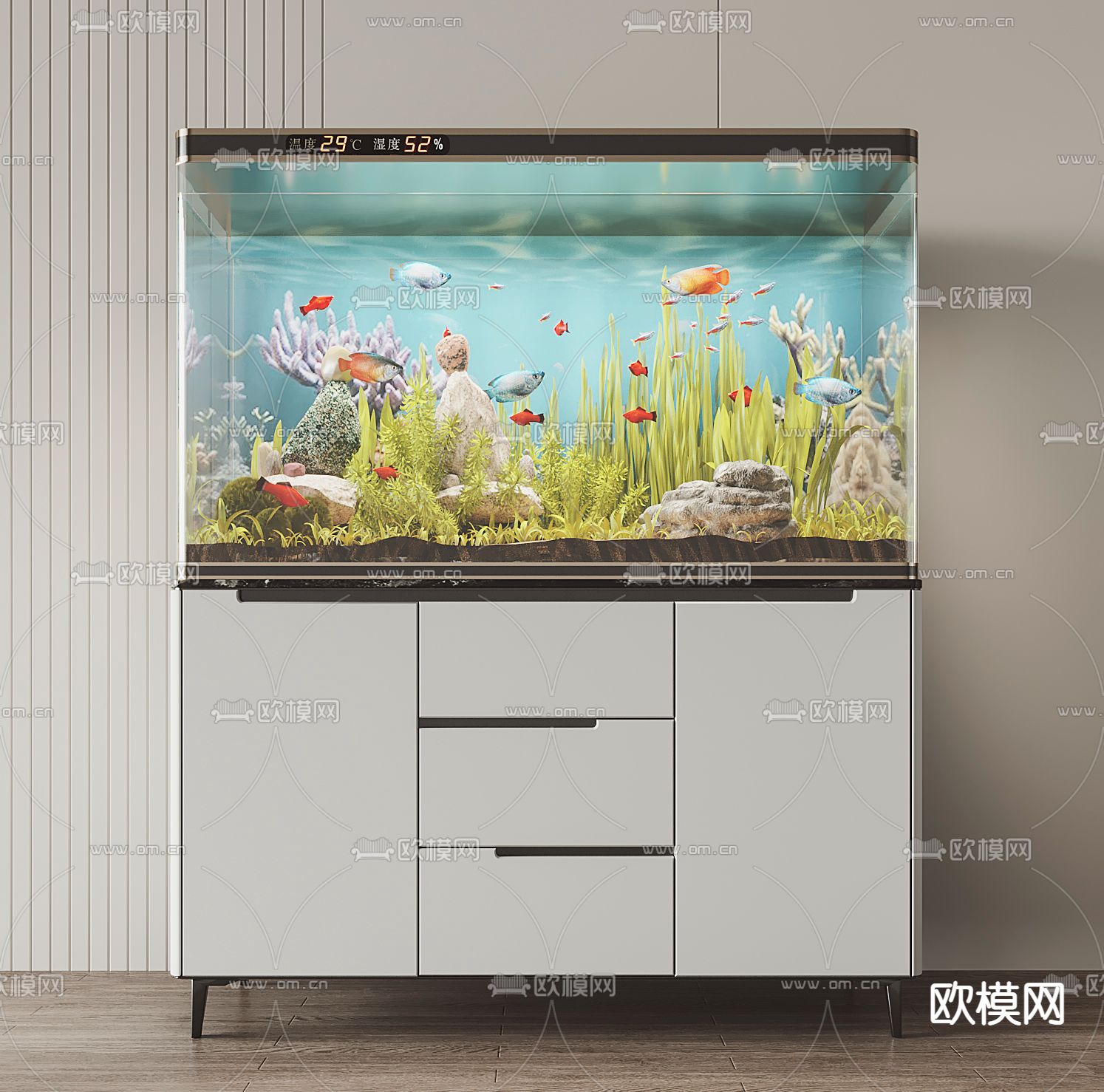 鱼缸 水族3d模型下载