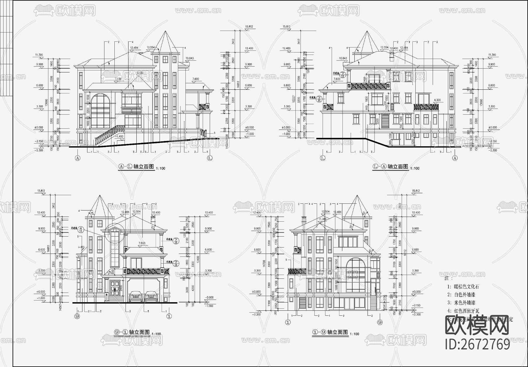 别墅cad施工图下载（渲染图7）