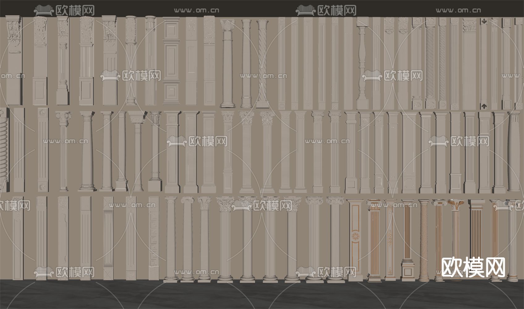 欧式柱子 罗马柱 雕花柱su模型下载（渲染图2）