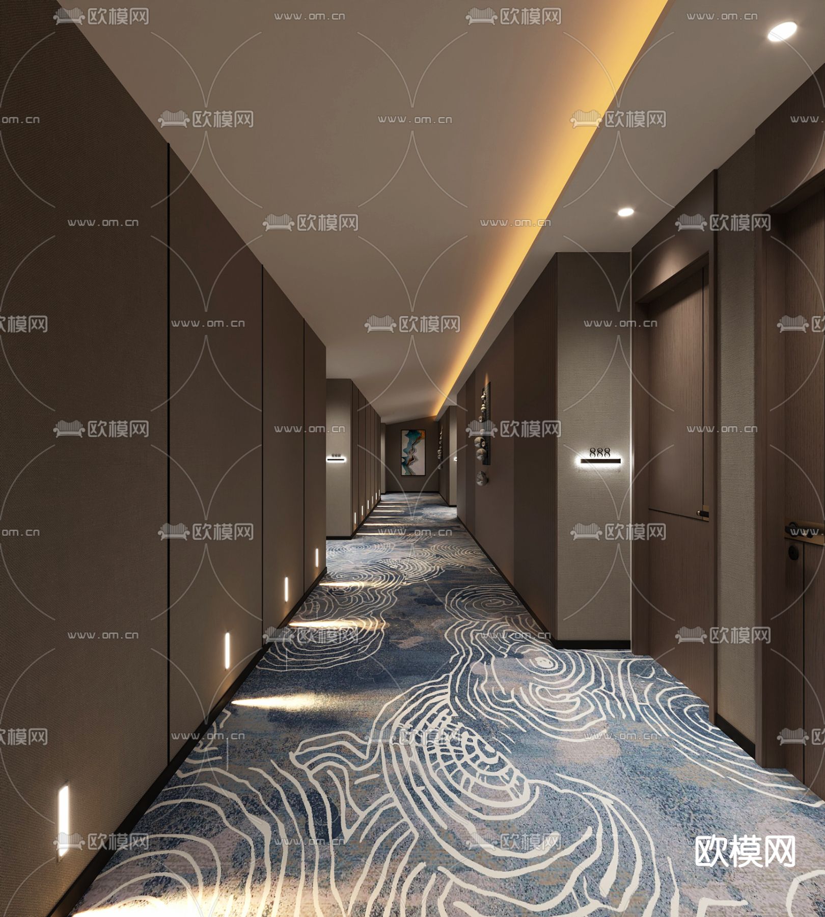 酒店走廊 通道 客房过道3d模型下载