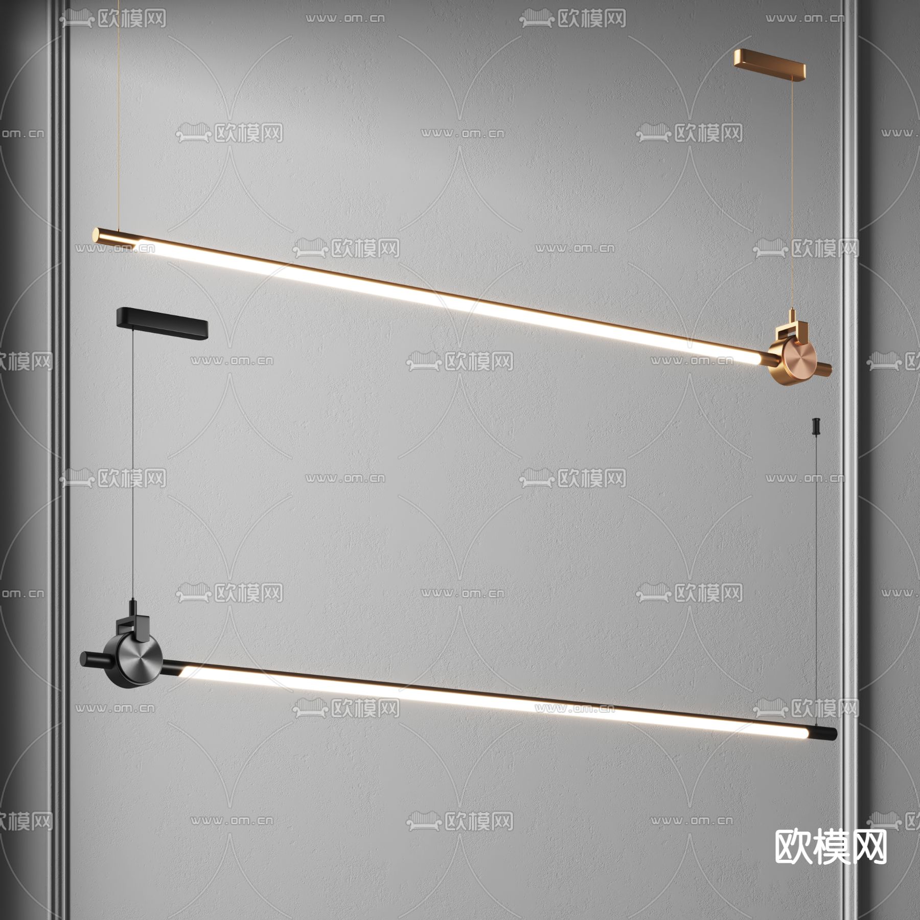 办公吊灯 一字吊灯3d模型下载