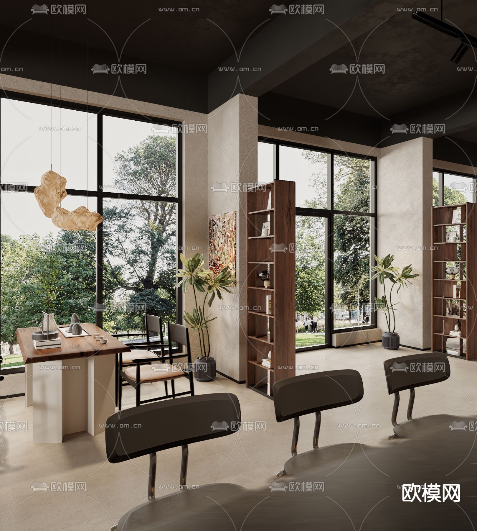 侘寂风咖啡厅3d模型下载（渲染图6）