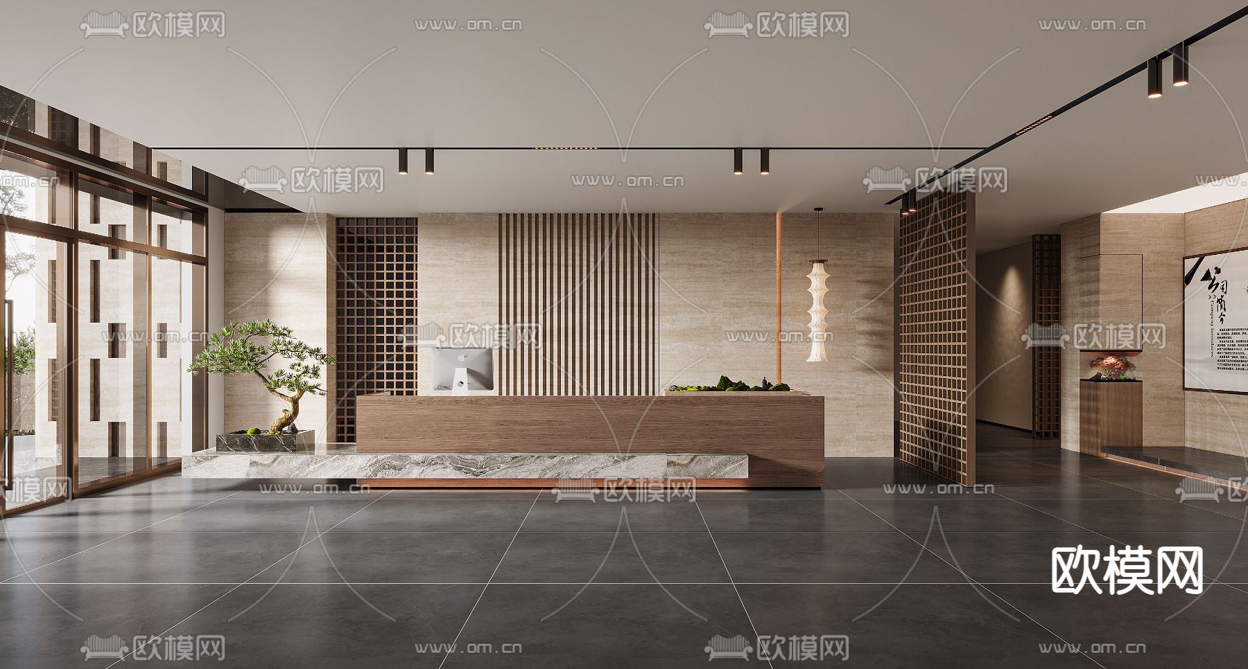 售楼处前台 接待3d模型下载