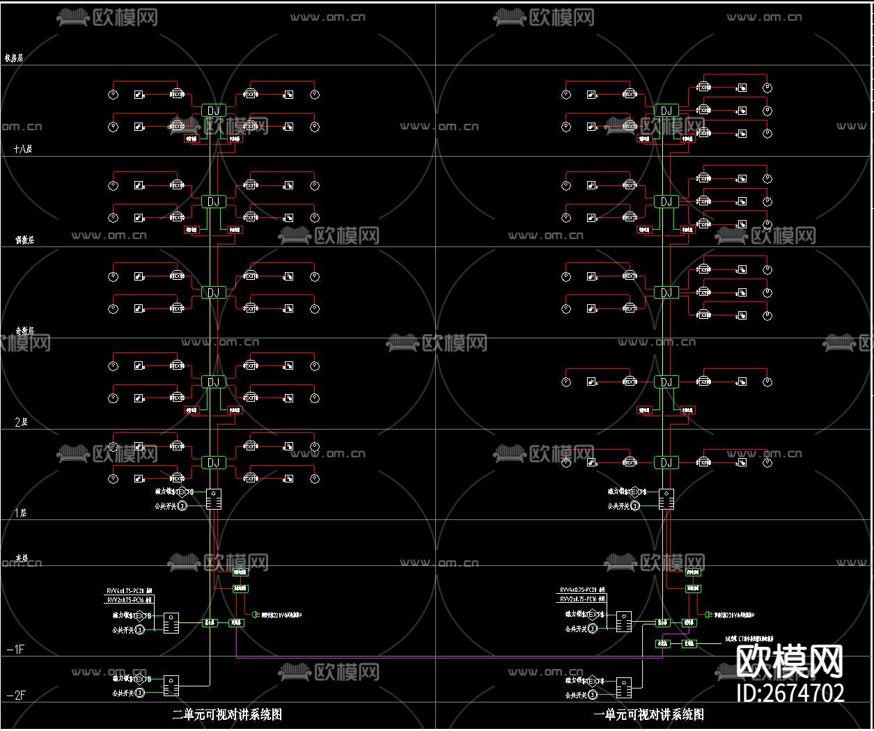 高层住宅楼电气弱电智能化cad施工图下载（渲染图8）