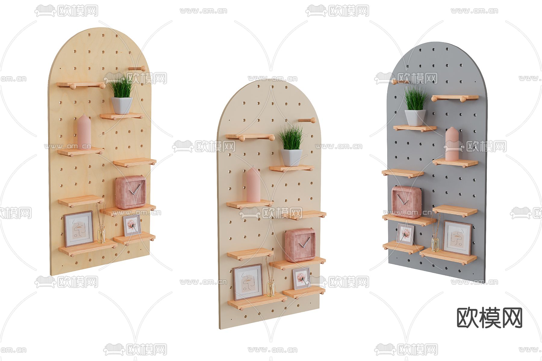 北欧洞洞板 墙饰3d模型下载