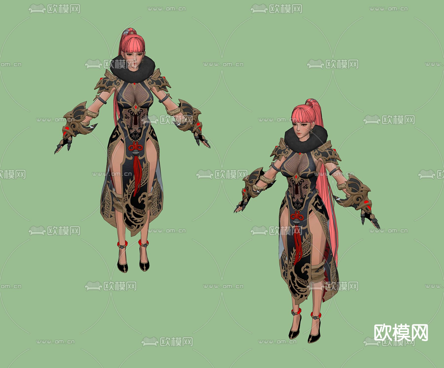 动漫人物 女战士su模型下载（渲染图2）