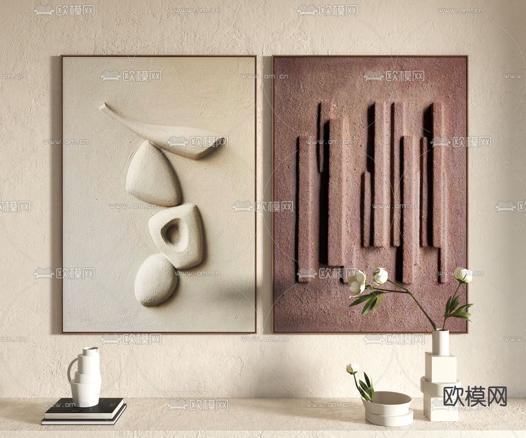 侘寂画 立体画 挂画3d模型下载