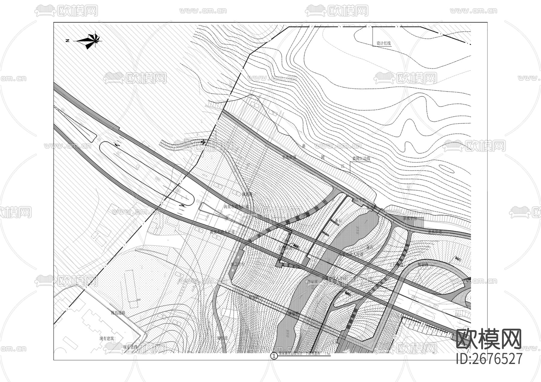 断头桥cad立面图下载（渲染图3）