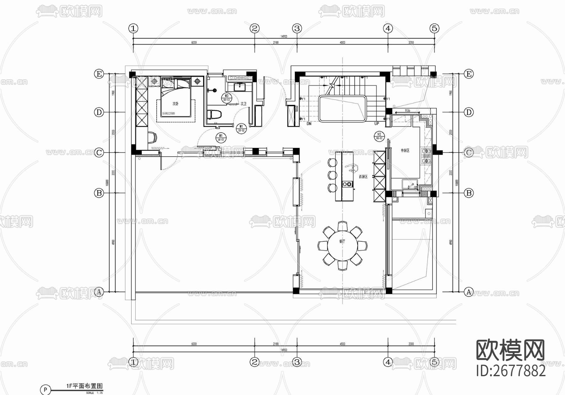 四层小别墅室内cad施工图下载（渲染图4）