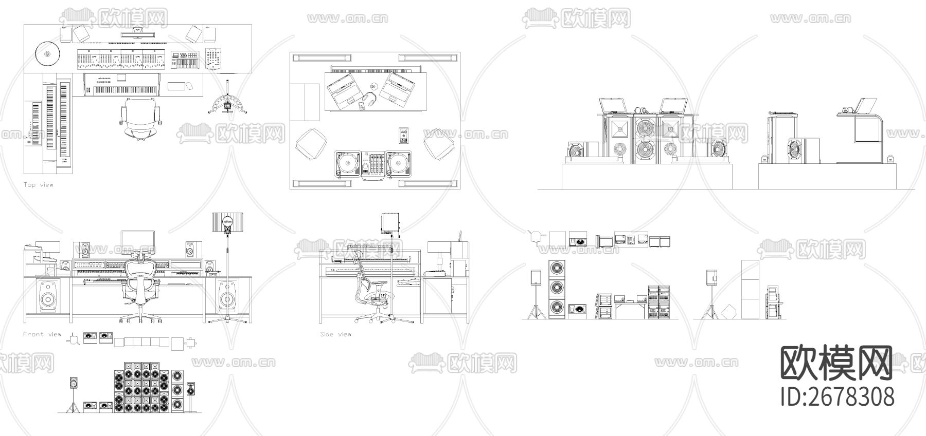DJ音乐台CAD图库下载（渲染图3）