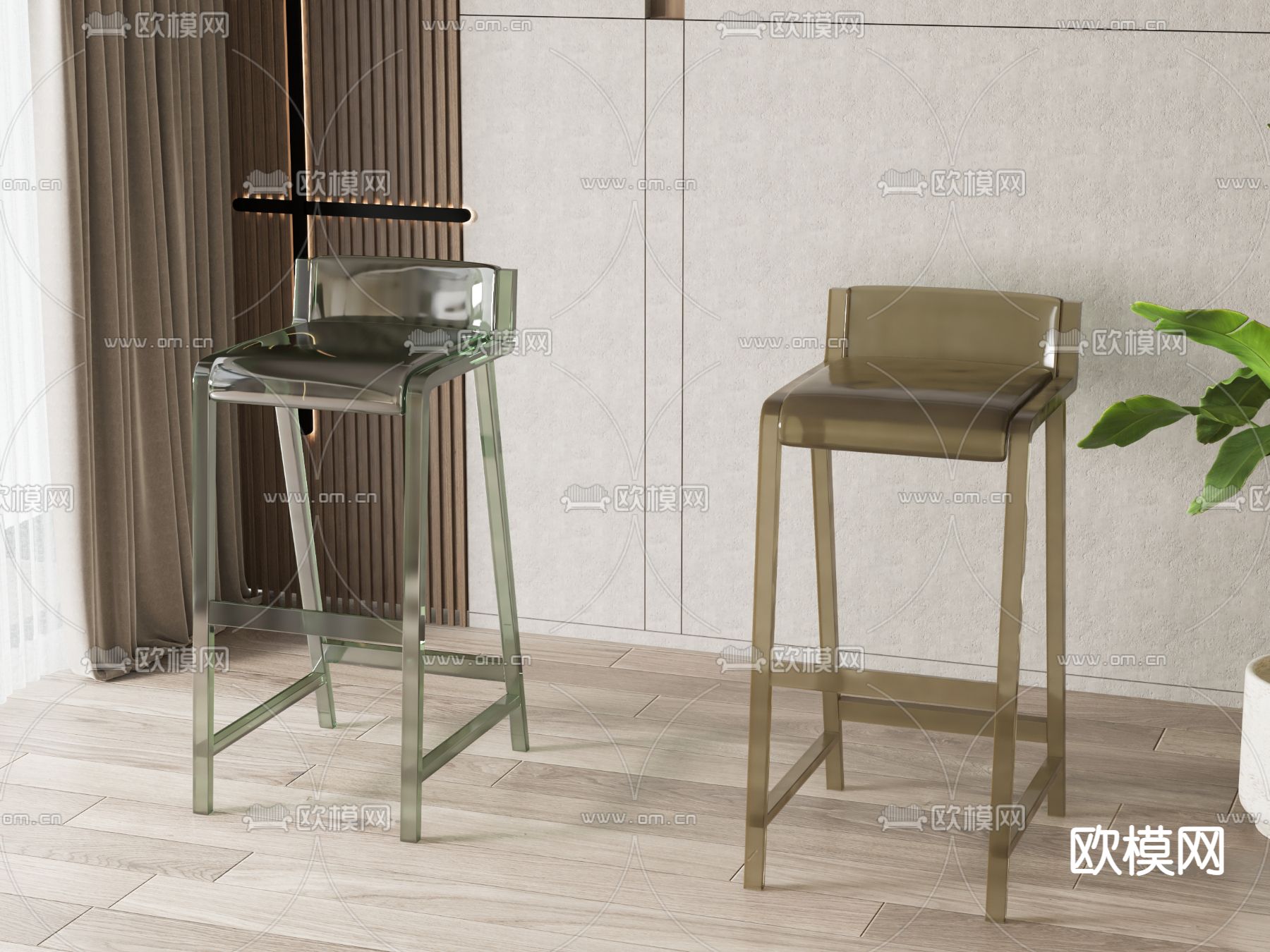 塑料吧台椅 吧凳3d模型下载
