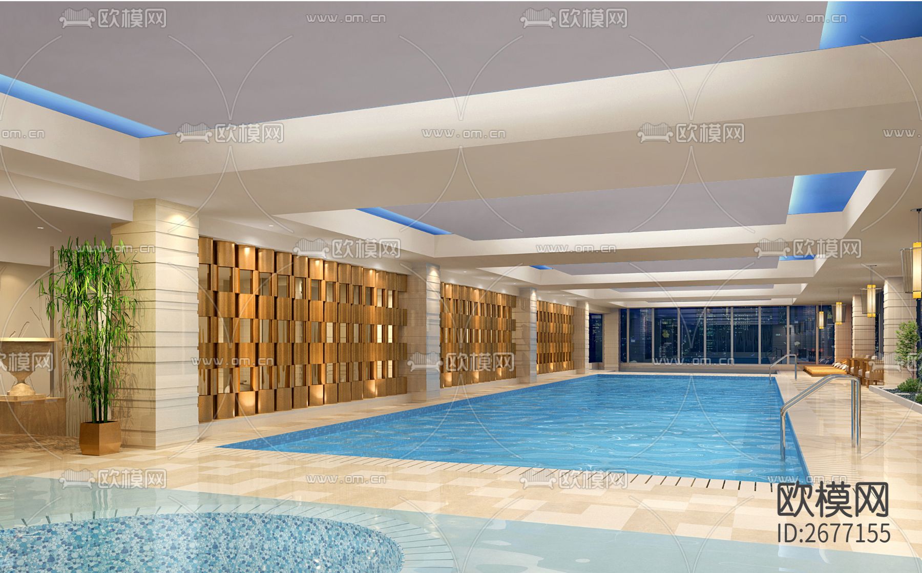 君悦酒店式公寓cad施工图下载（渲染图5）