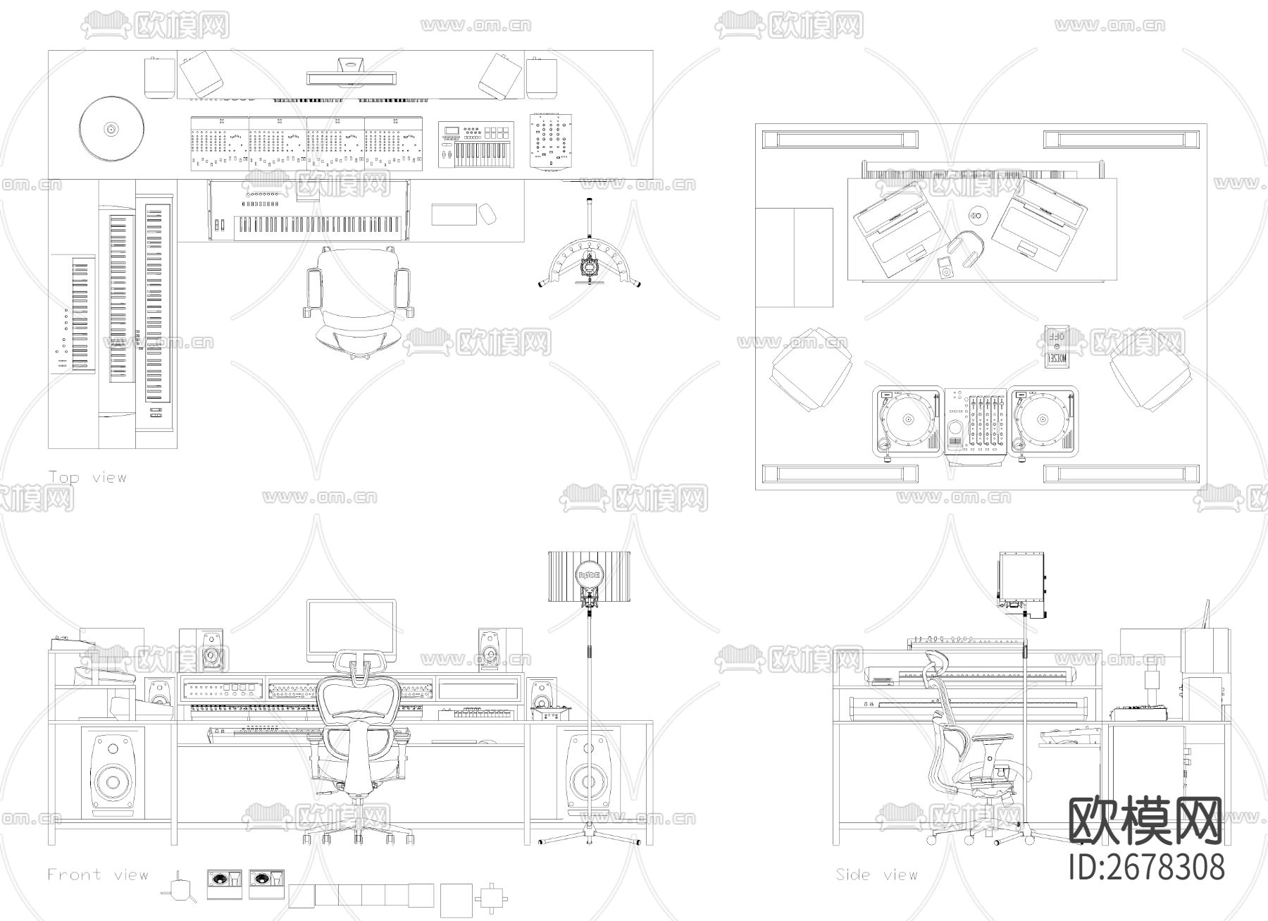 DJ音乐台CAD图库下载（渲染图4）
