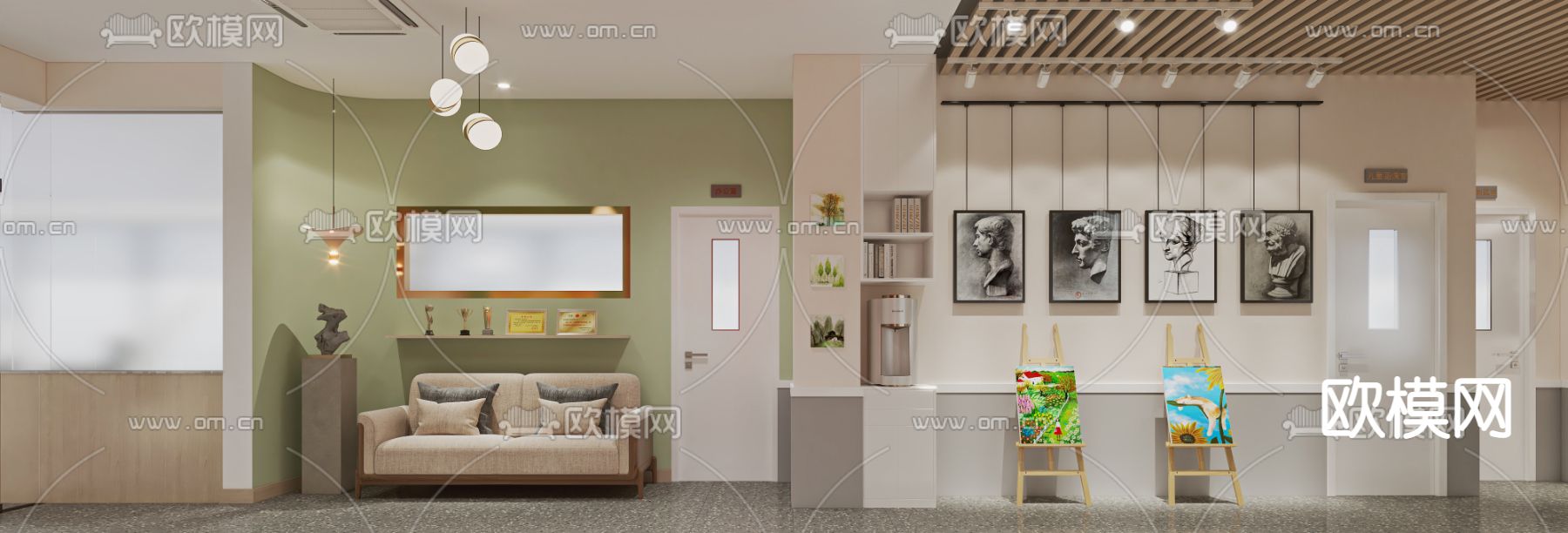 画室培训机构3d模型下载（渲染图1）