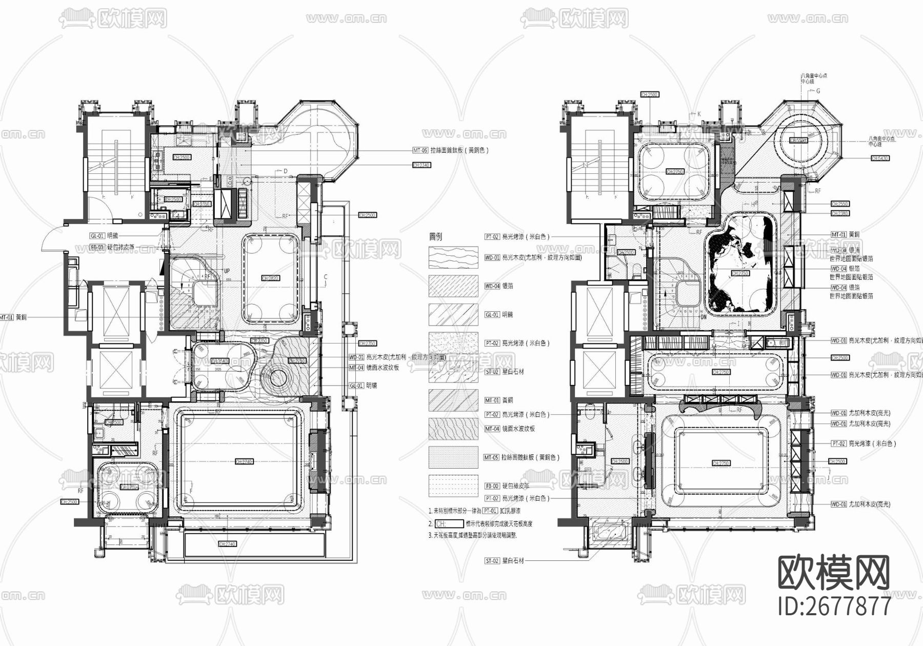 400㎡叠墅室内cad施工图下载（渲染图3）
