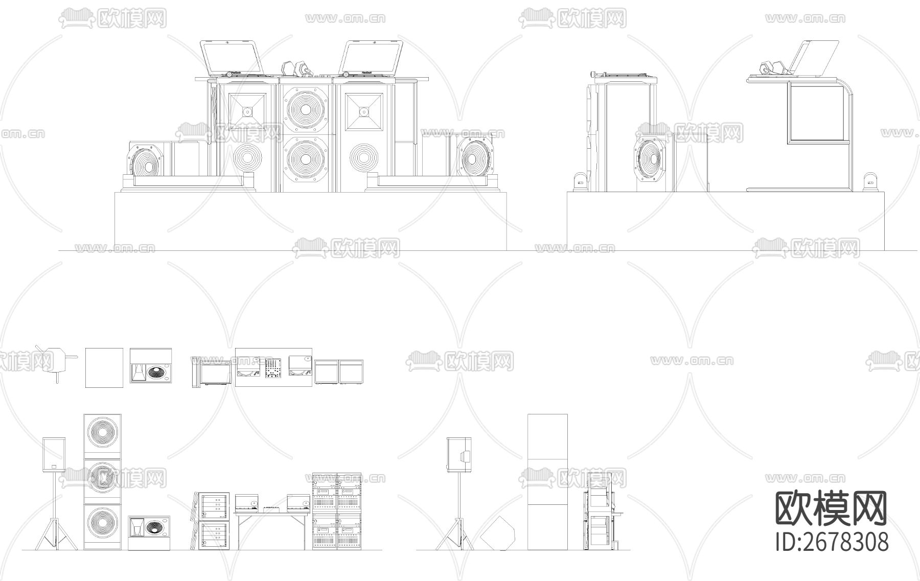 DJ音乐台CAD图库下载（渲染图6）