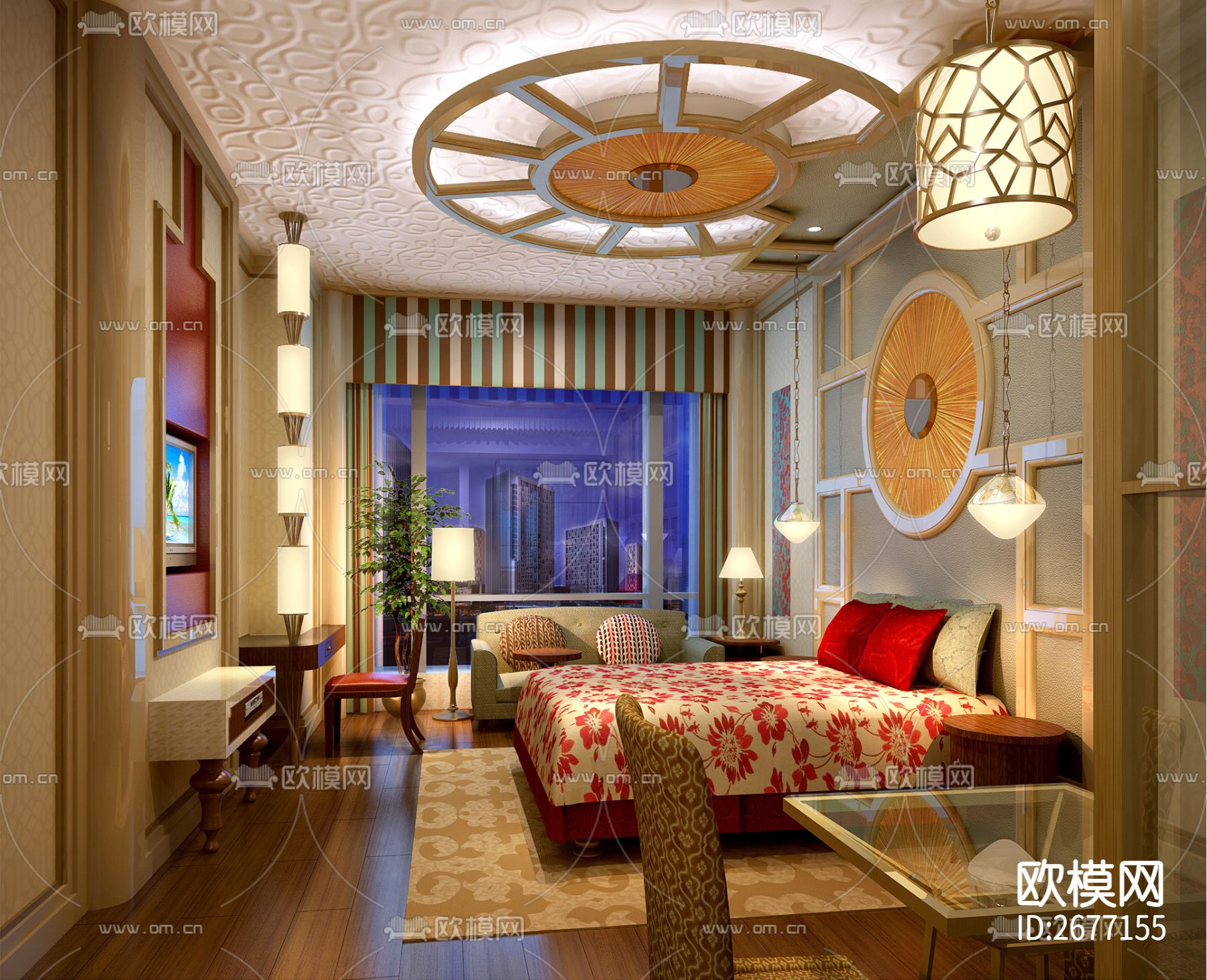 君悦酒店式公寓cad施工图下载（渲染图1）