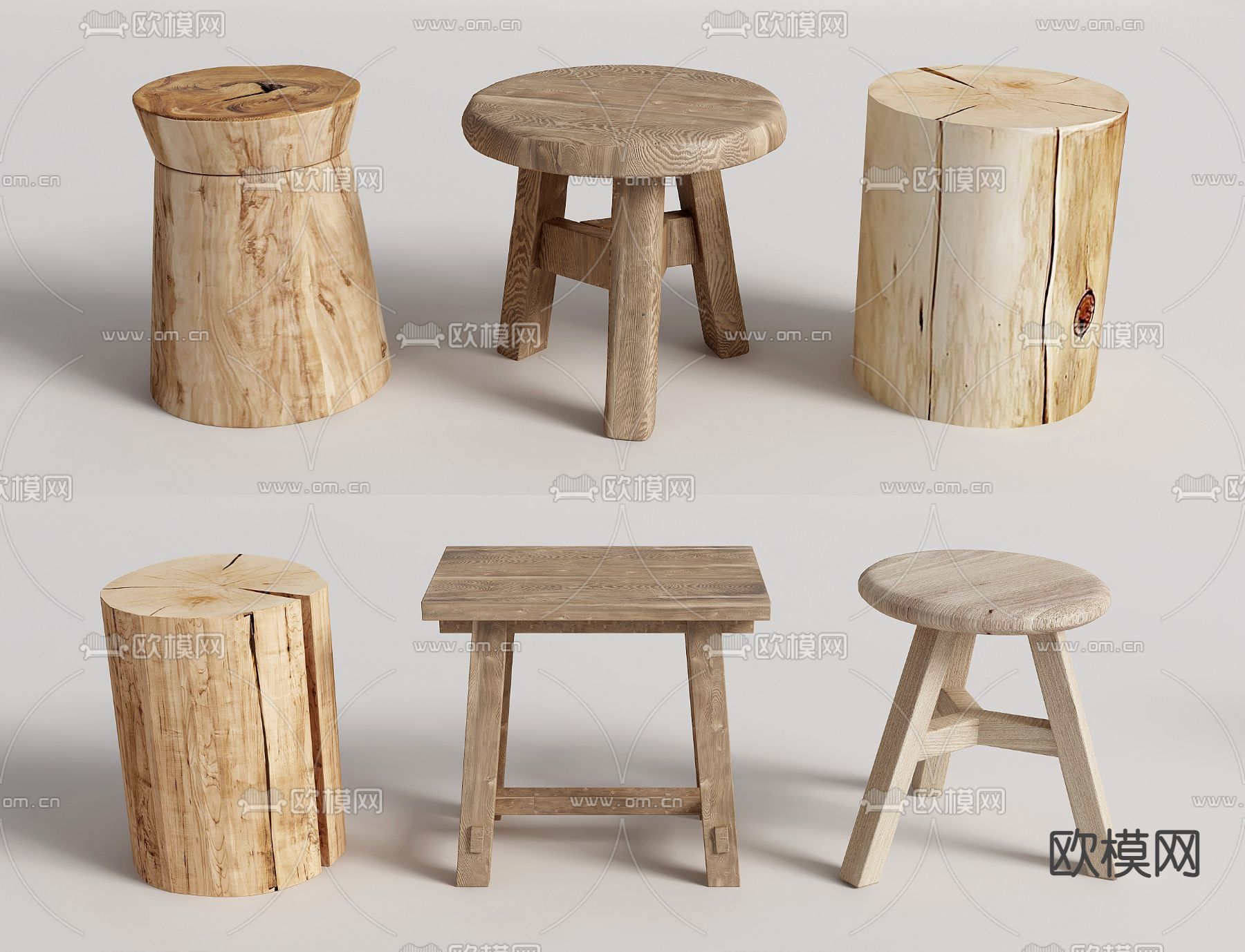 凳子 矮凳 木凳 木桩3d模型下载