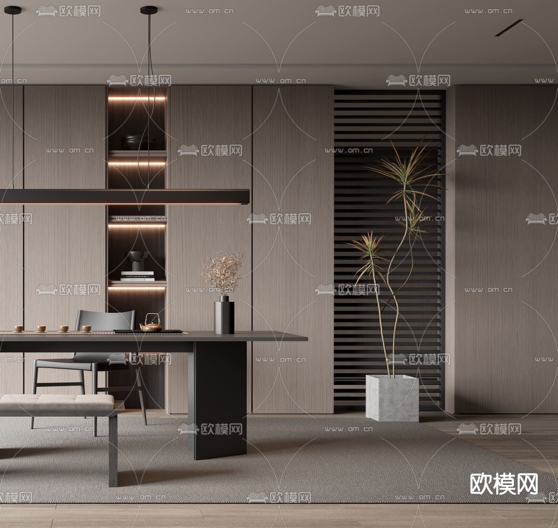 现代茶室3d模型下载（渲染图3）
