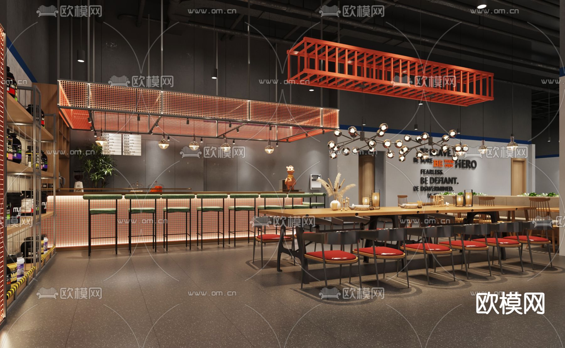 工业风拳击馆 健身房3d模型下载（渲染图2）