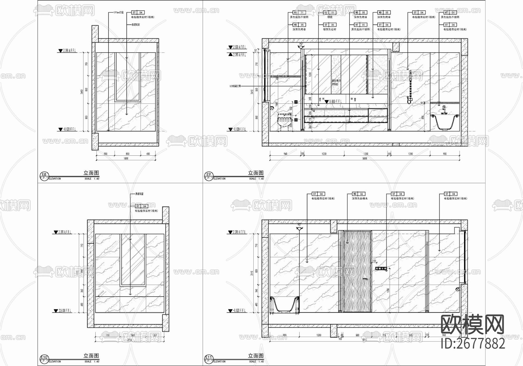 四层小别墅室内cad施工图下载（渲染图9）