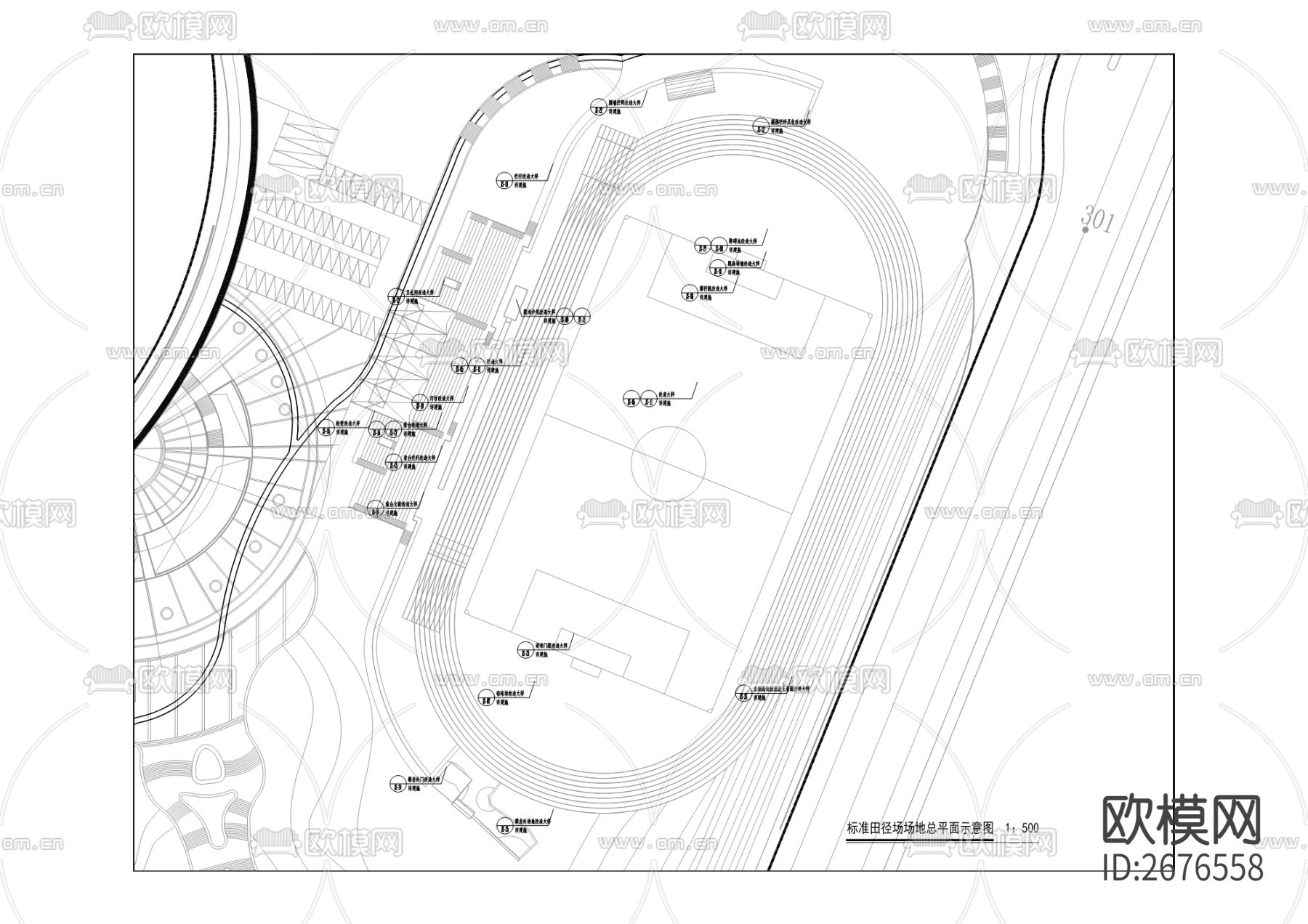 石子山体育公园cad平面图下载（渲染图7）