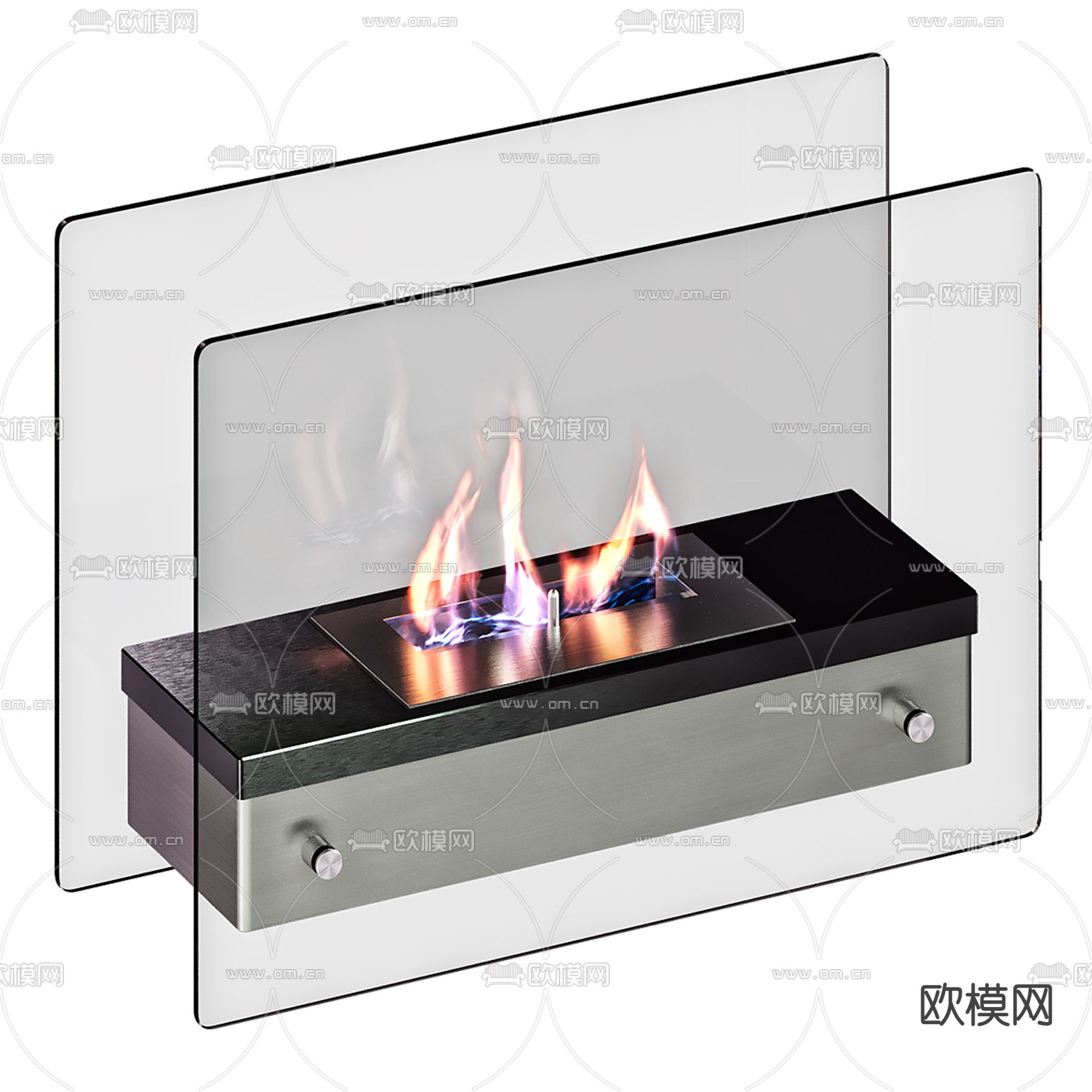 电子壁炉 嵌入式壁炉3d模型下载（渲染图3）