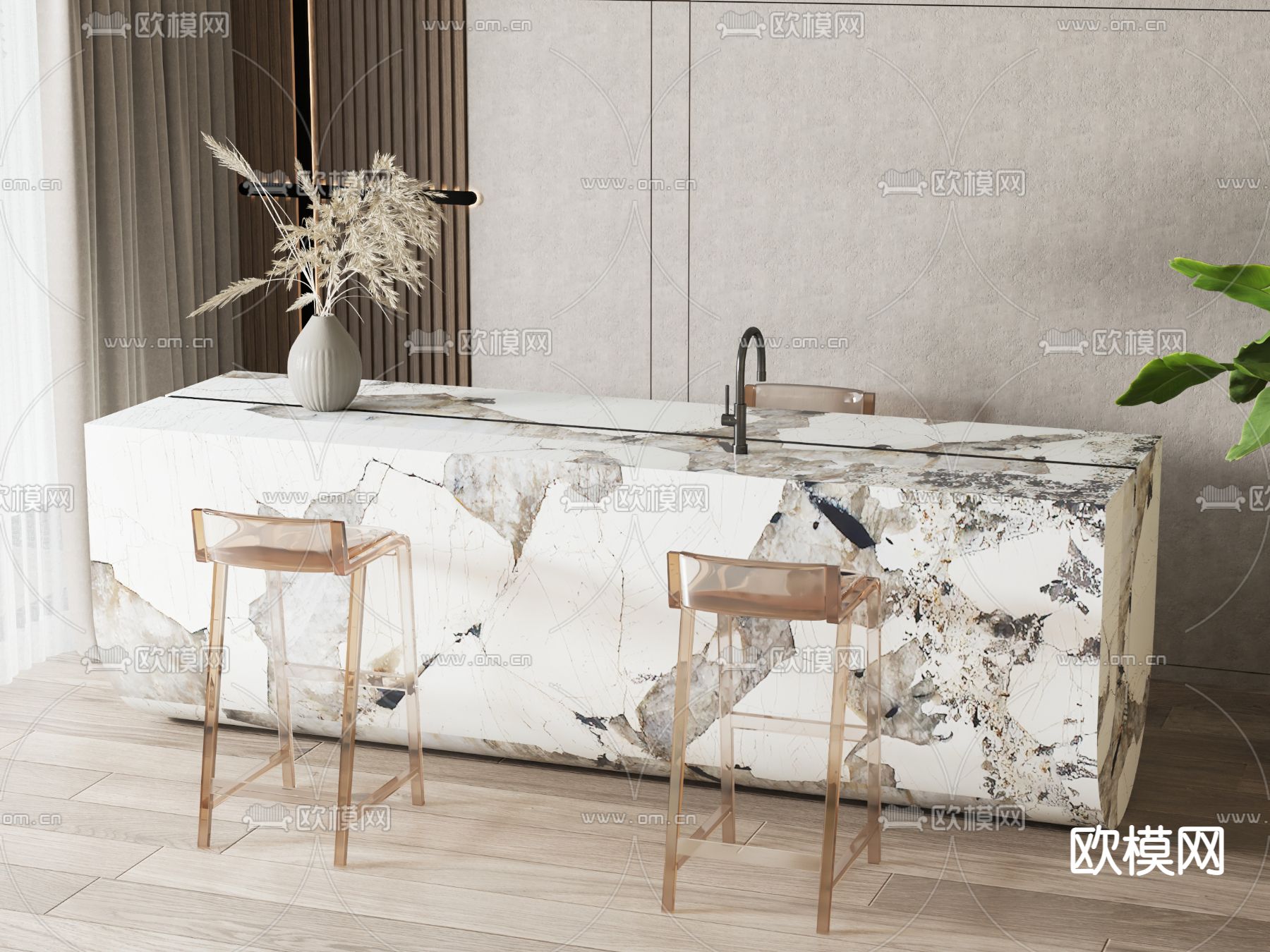 现代吧台3d模型下载