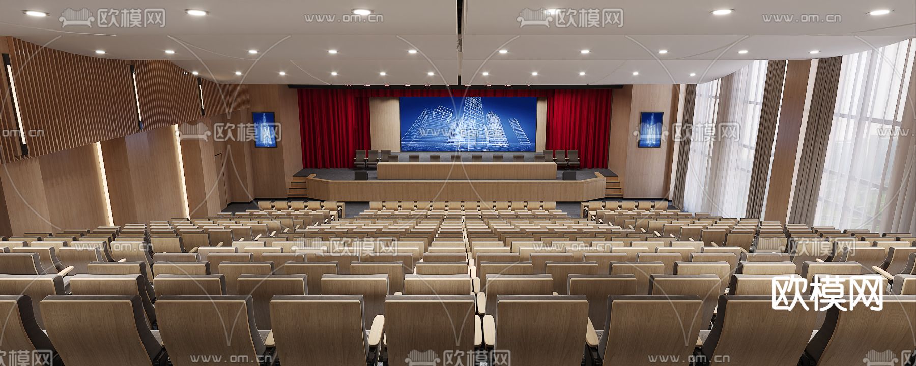 阶梯会议室 报告厅3d模型下载（渲染图1）