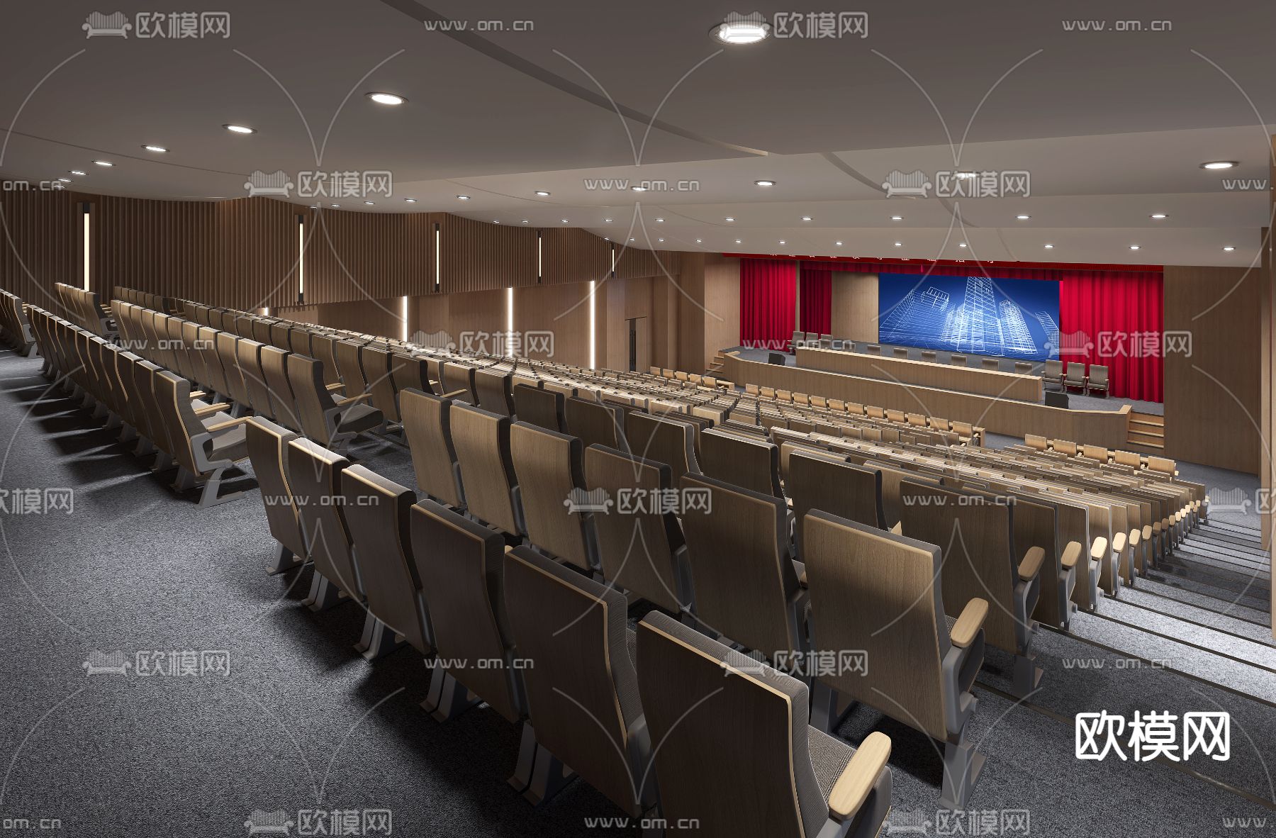 阶梯会议室 报告厅3d模型下载（渲染图2）
