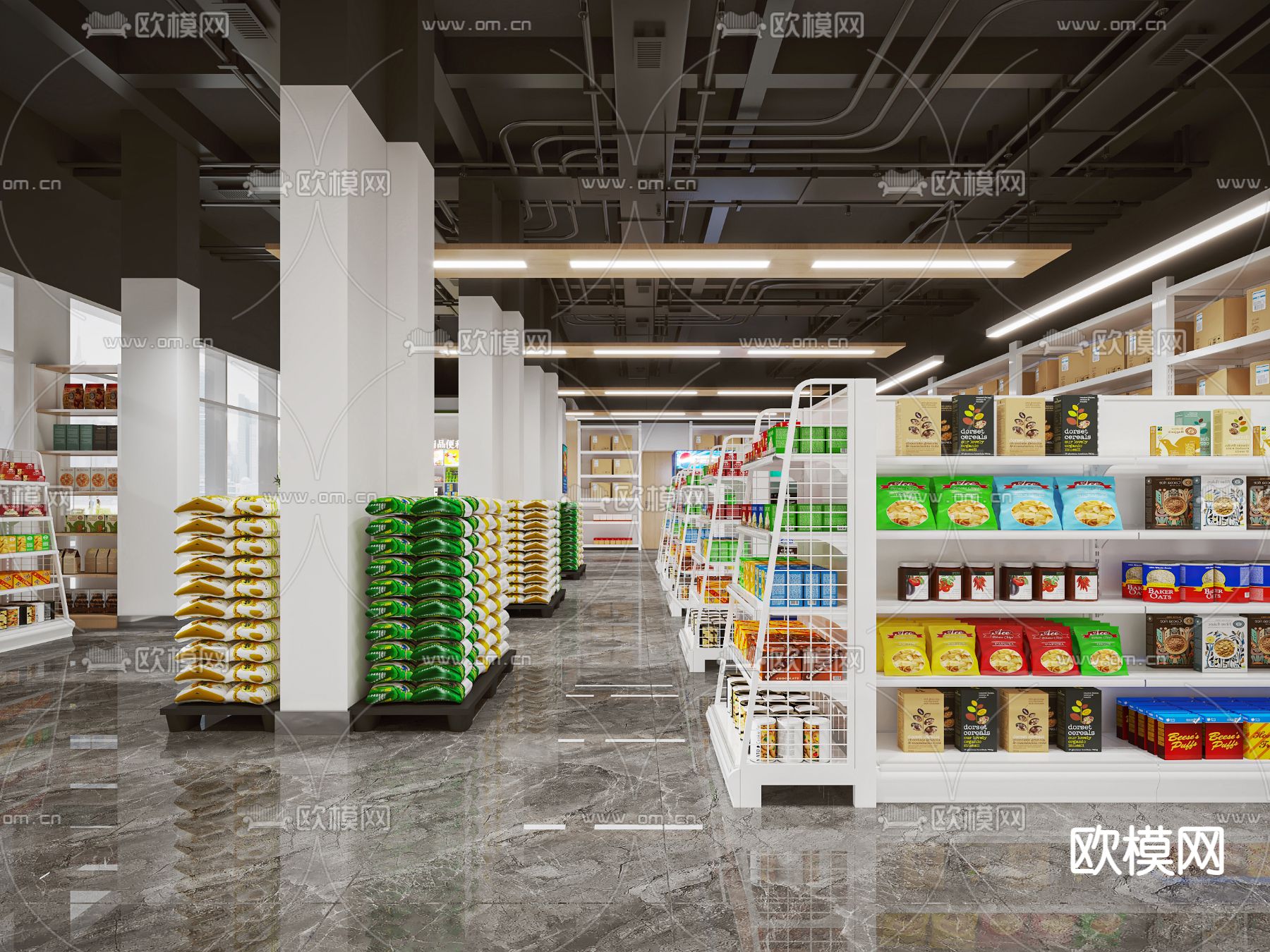 现代超市3d模型下载