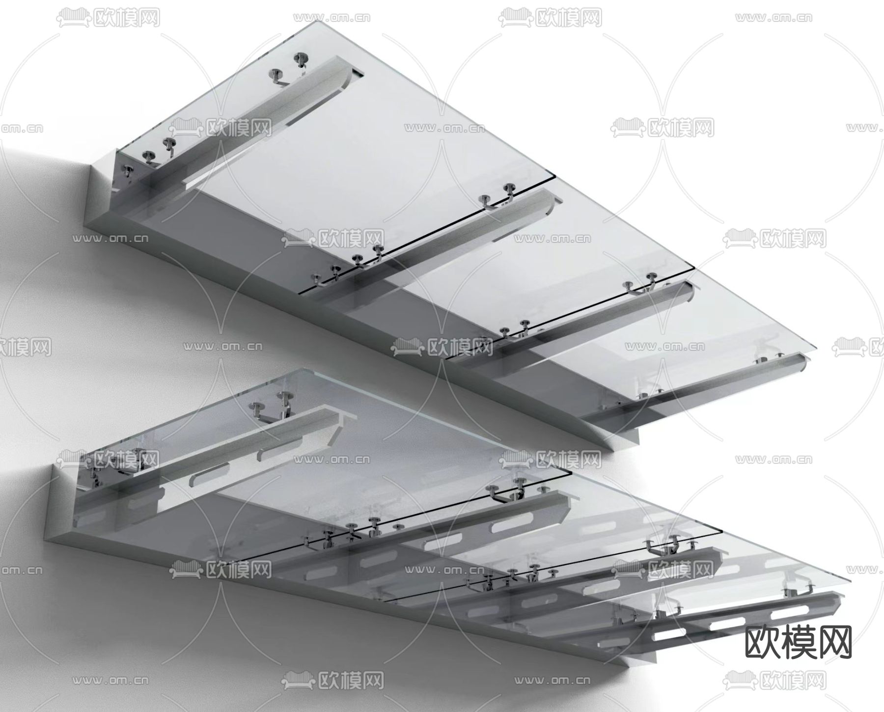 钢化玻璃雨棚3d模型下载